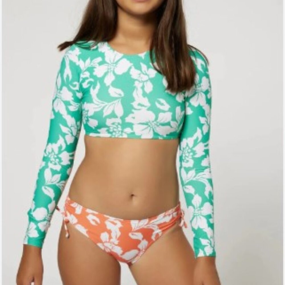 O'Neill Girls Oasis Long Sleeve Crop Top Swim Set